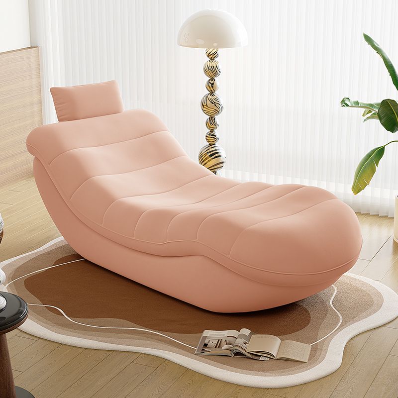 Contemporary Solid Color Reclining Chaise Lounge Indoor with Natural Wood and Ergonomic Padded Design