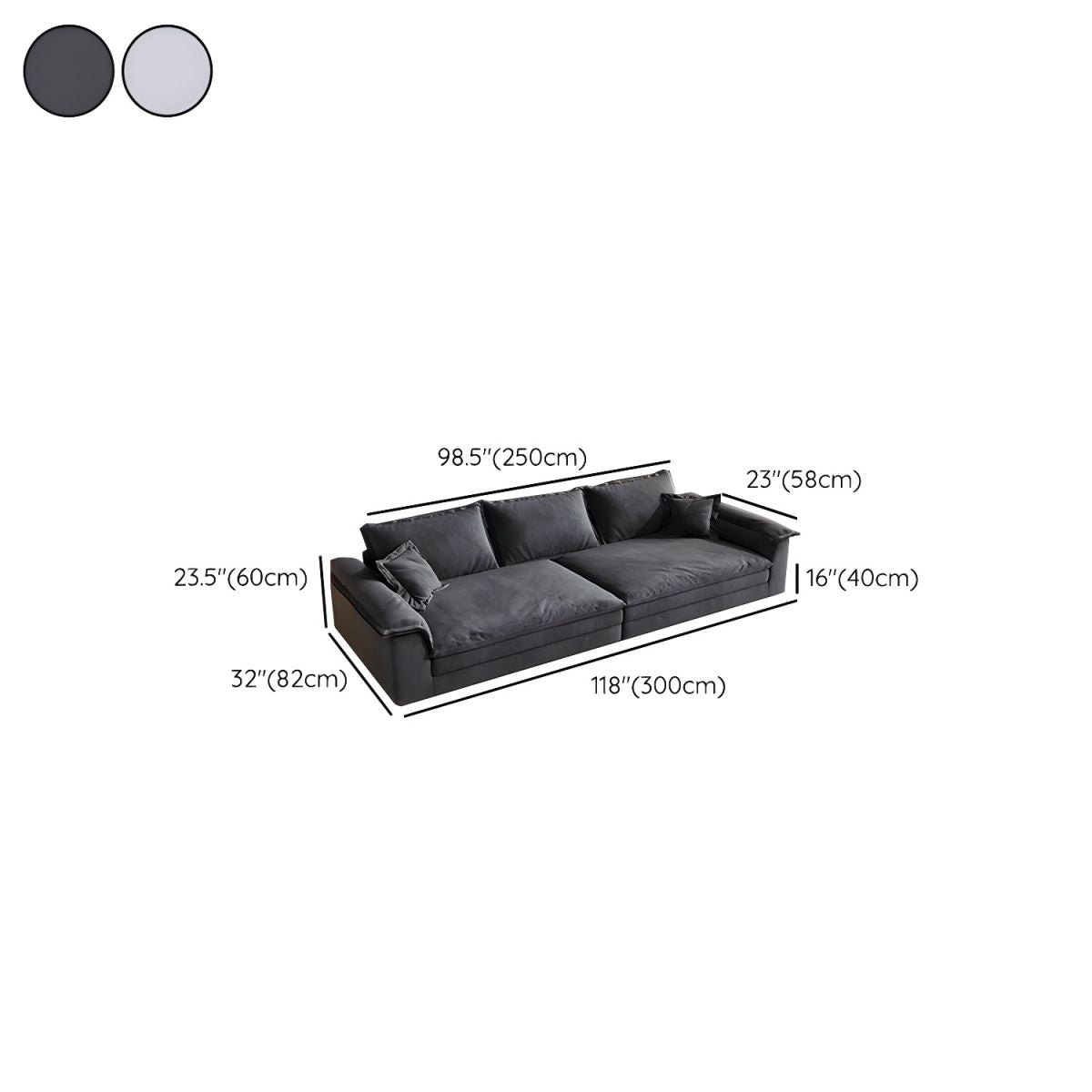 Modern Flared Arm Sofa with Water Resistant and Bolster Pillows