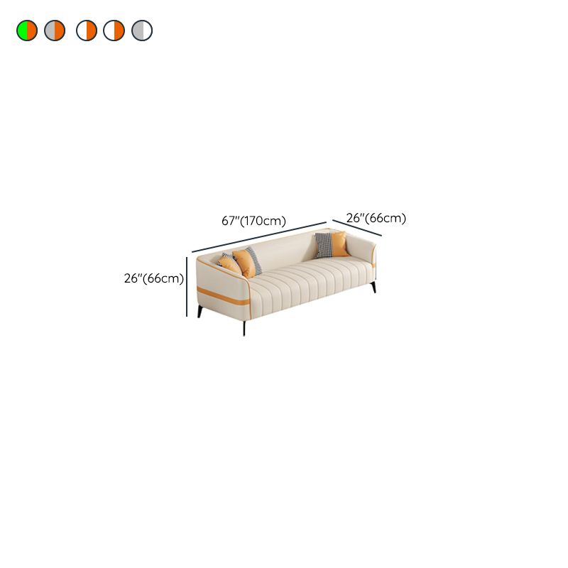 Sofa in Pu Leather with Gray/Olive Green/Amber Color and 3 Pillows