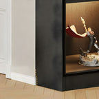 Elegant Glass Display Cabinet with Wood and Lighting Included