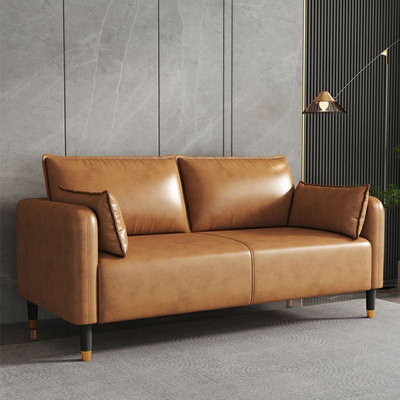 Modern Faux Leather Loveseat with Pillow Back and Foam Seat Fill