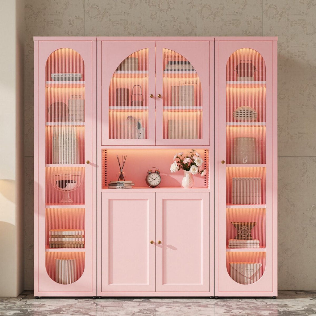 Steel Vertical Organizer Shelf with 2 Cabinets/1 Cabinet, 6-Shelf, and Closed Back