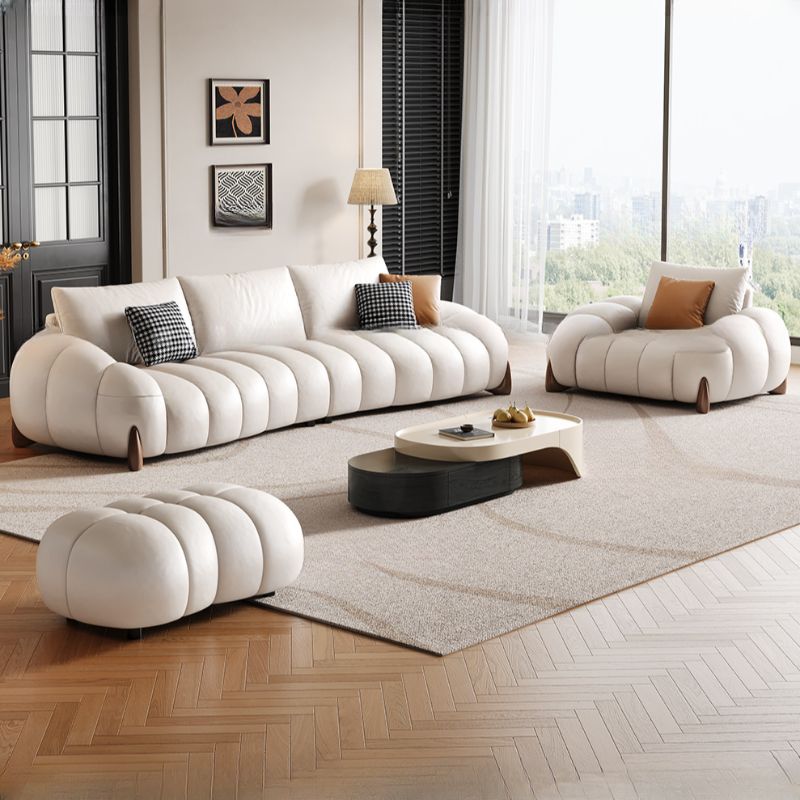 Contemporary Modern White Water Resistant Solid Color Standard Sofa for 2 People or 3 with 2 or 3 Pillows