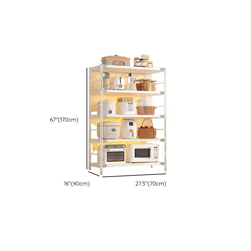 White Modern Standard Baker's Rack with Metal Frame and Manufactured Wood Shelves