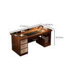 Dust Resistant Double Pedestal Desk with Drawers, Exterior Shelf, Keyboard Tray, and Manufactured Wood Top with Front Splash