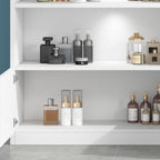 Pale Wood Finish Display Stand with Stockroom, 5 Shelves, Sealed Cabinet, Independent and Encased with Flush Overlay