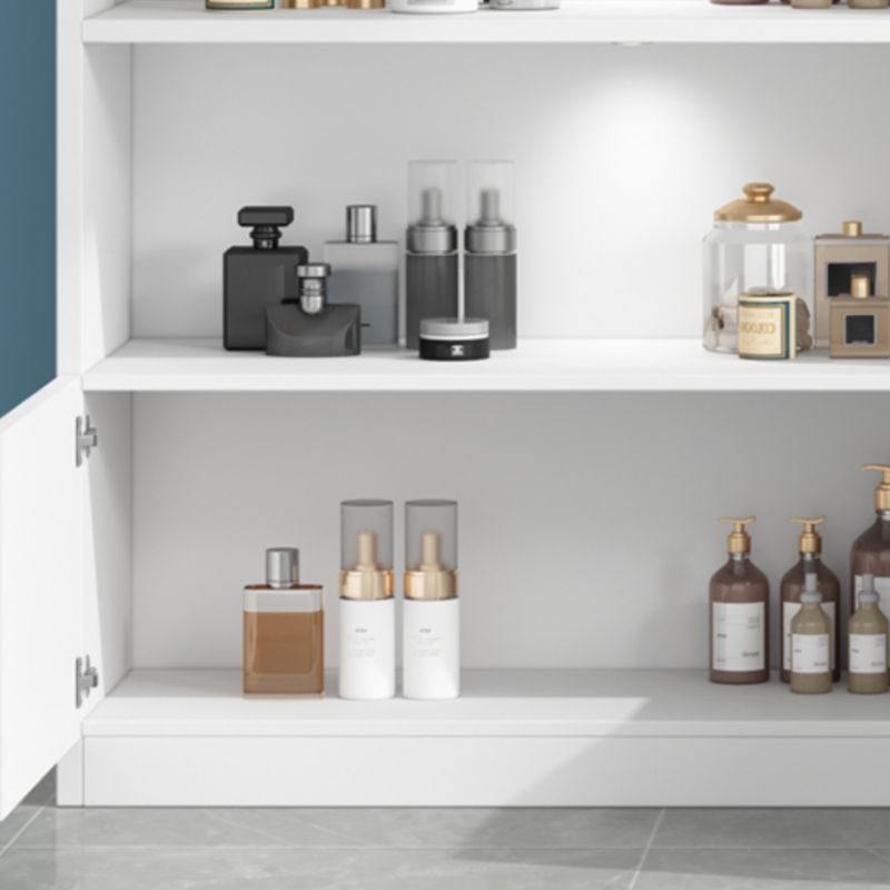 Pale Wood Finish Display Stand with Stockroom, 5 Shelves, Sealed Cabinet, Independent and Encased with Flush Overlay