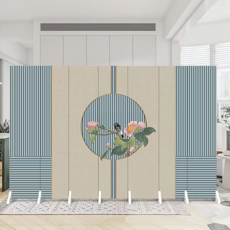 Modern Indoor Opaque Fold Away Temporary Wall Panels with 7 Panels, Double Sided Print, and Flaxen Screen Material