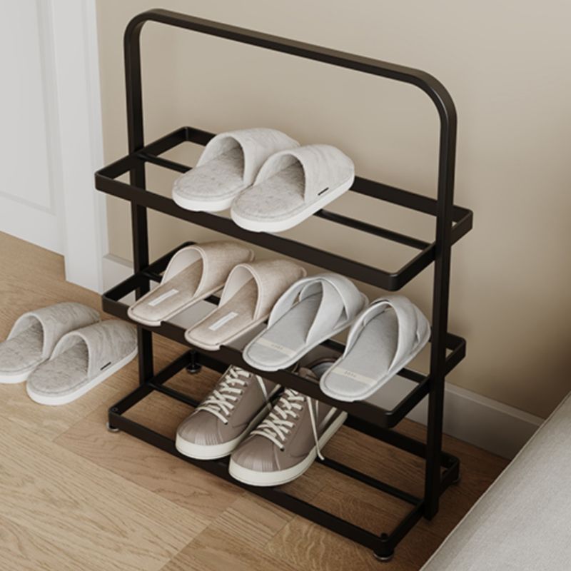Art Deco/Glam Iron Rectangle Shoe Rack with 3 Shelves for 1-10 Pairs in Drawing Room