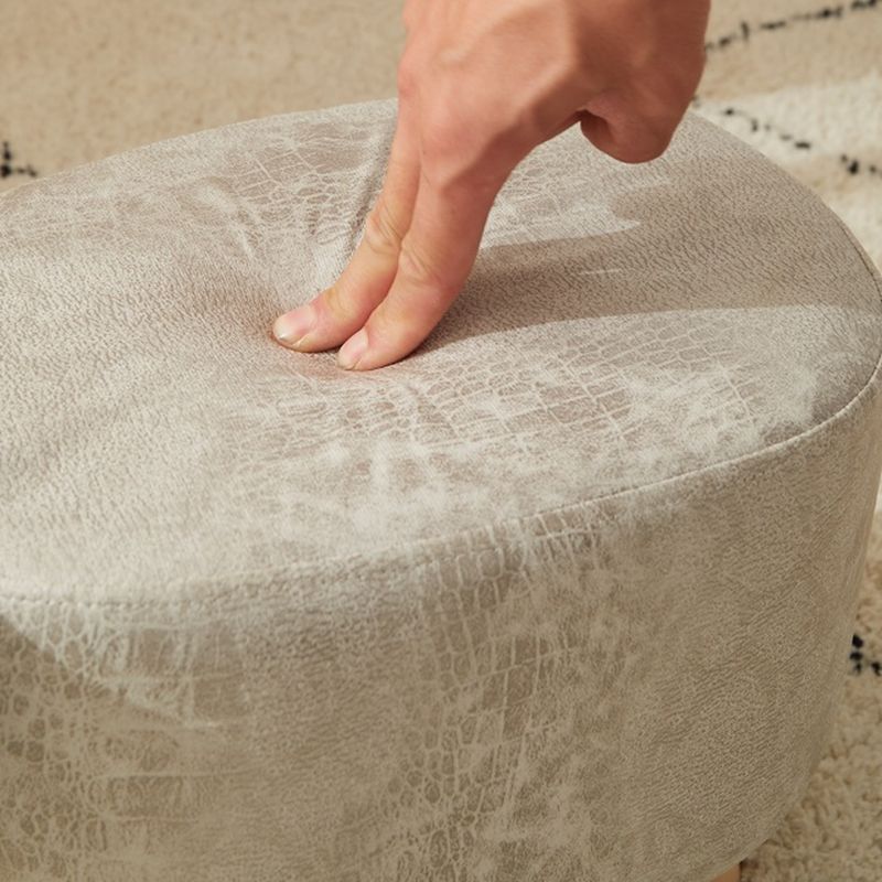 Trendy Unique Solid Color Standard Ottoman with Magenta/Sepia/Cream Pu Leather Upholstery