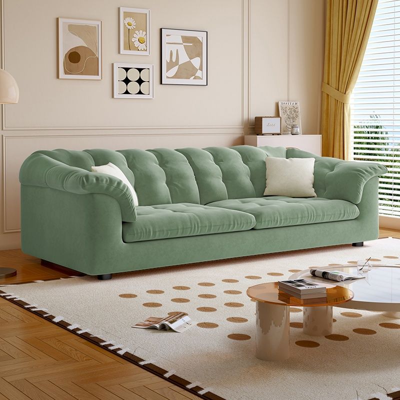 Modish Solid Color Stain Resistant Standard Sofa/Loveseat in Black/Light Green/Beige for 3-seater/2/5 Person with 2 Pillows