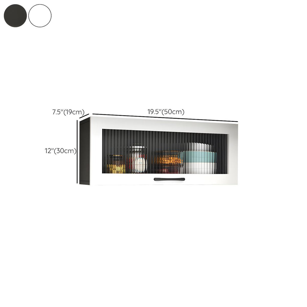 Contemporary Faux Wood Wall Mounted Display Cabinet with Acrylic Door
