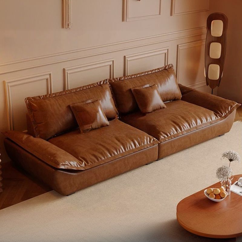 Contemporary Water Resistant Cocoa Solid Color Sofa Couch/Single Sofa for 3 Person/for 5/4 Person with 4 Pillows/3 Pillows