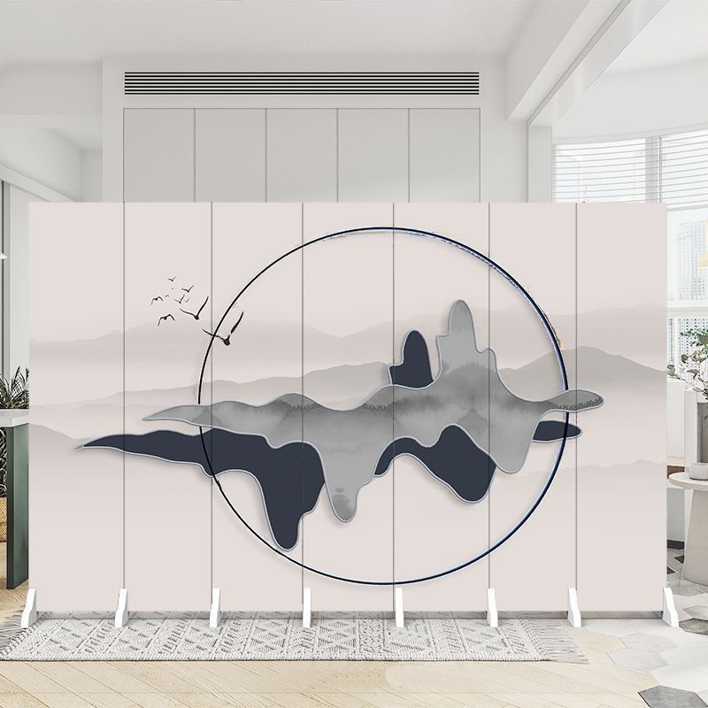 Modern Indoor Opaque Fold Away Temporary Wall Panels with 7 Panels, Double Sided Print, and Flaxen Screen Material