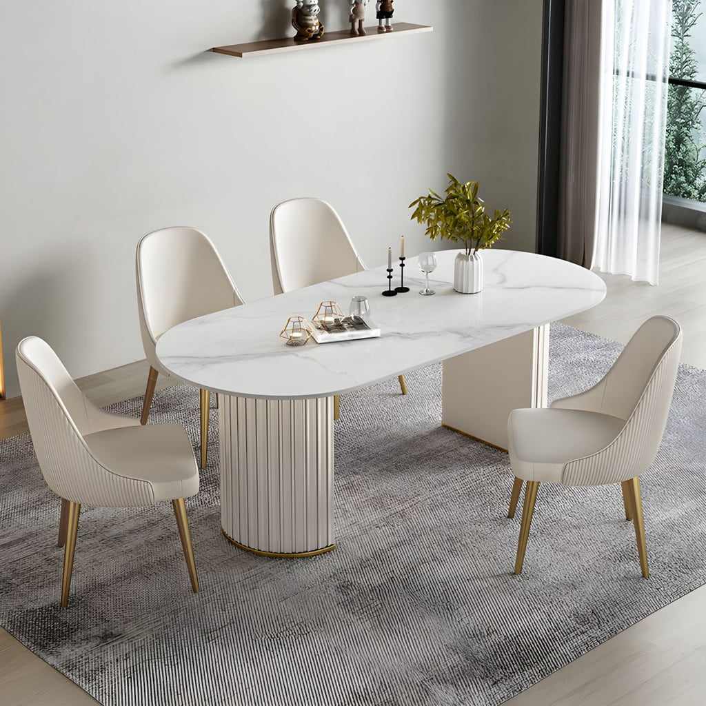 Modern Style Sintered Stone Dining Set Oval 1/2/5/6/7 Pieces Dining Set for Dining Areas