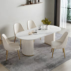 Modern Style Sintered Stone Dining Set Oval 1/2/5/6/7 Pieces Dining Set for Dining Areas