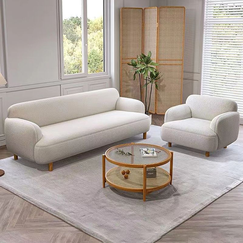 Contemporary Modern Solid Color Scratch-durable Standard Sofa/Loveseat/Single Sofa in White, 2-seater/Seats 3/Seats 4 with 2 Pillows/1 Pillow