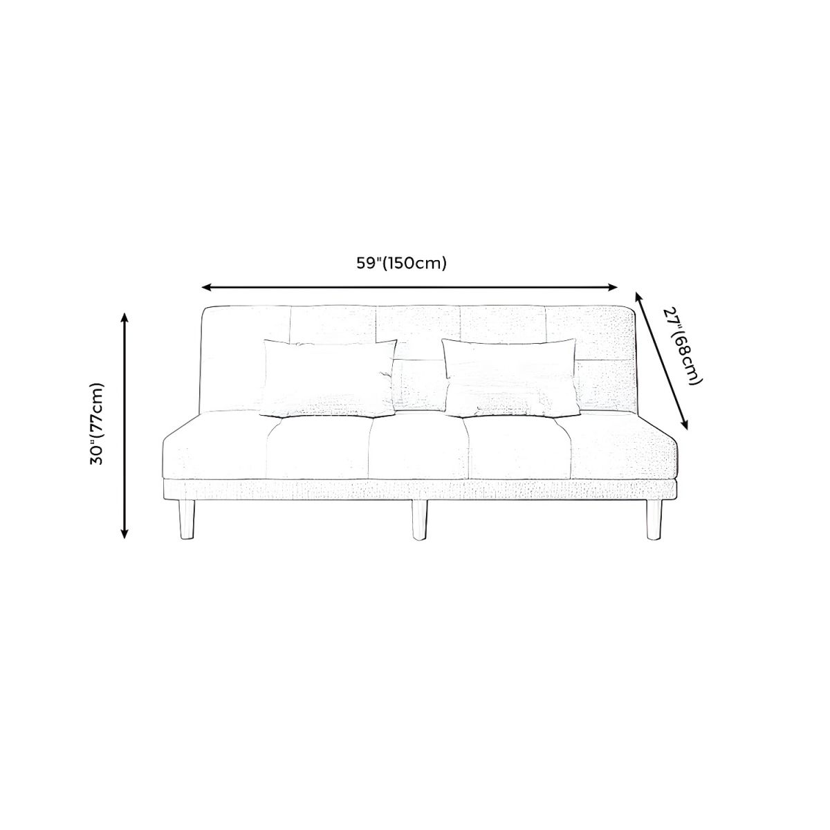 Contemporary Armless Standard Sofa Bed Dual Purpose Sofa for Living Room