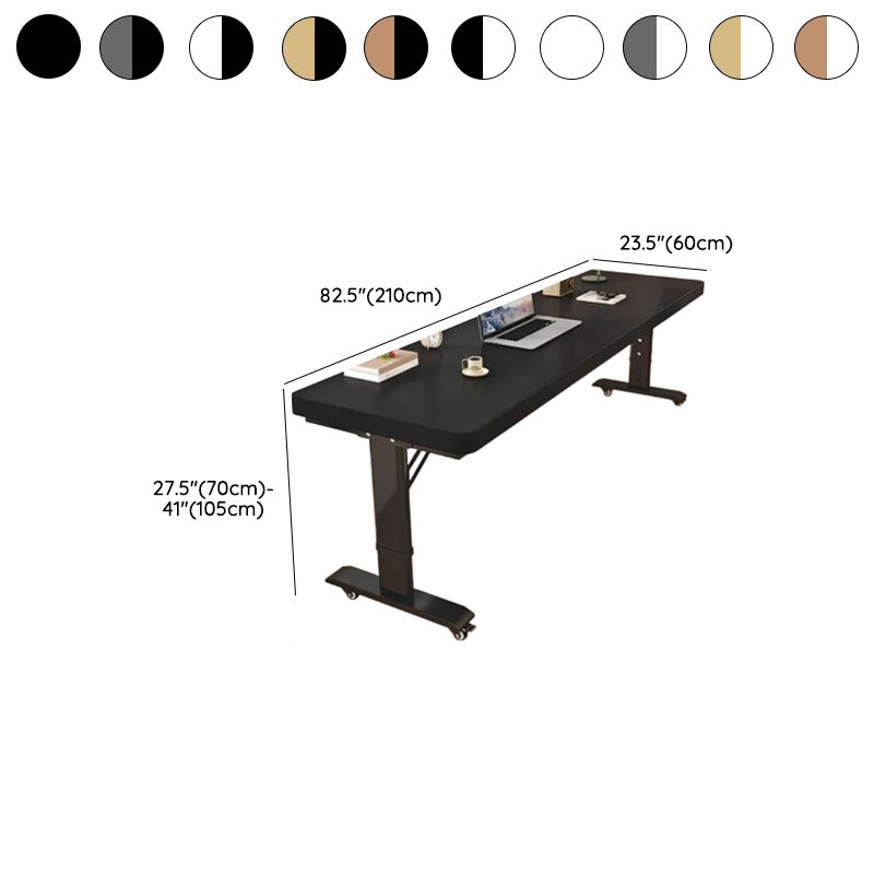 Free Standing Unfinished Color/Chalk/Dove Grey Scratch-immune T-Shape Height-Adjustable & Standing Desk with Lockable Brakes & Wheels / Casters, Manually Controlled Flexible Height