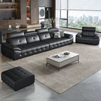 Modish Solid Color Water Resistant Standard Sofa/Loveseat in Black, 5 Person/for 6/4-Seater with 2 Pillows