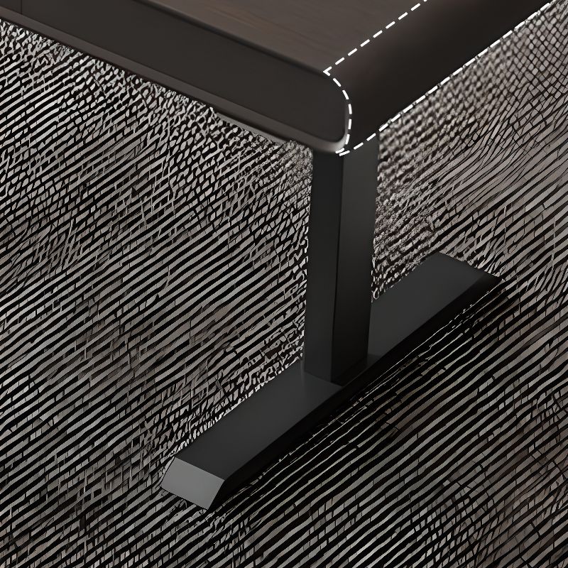 Warp-free T-Shape Floor Mounted Desk with Auburn Lumber Top and Programmable Memory Controller, Featuring 4 Drawers and Cable Management