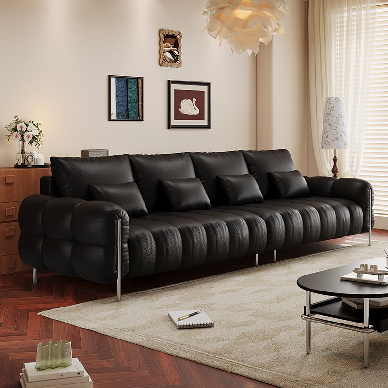 Drawing Room Standard Sofa in Light Gray/White/Light Brown with Armrest and 4 Pillows