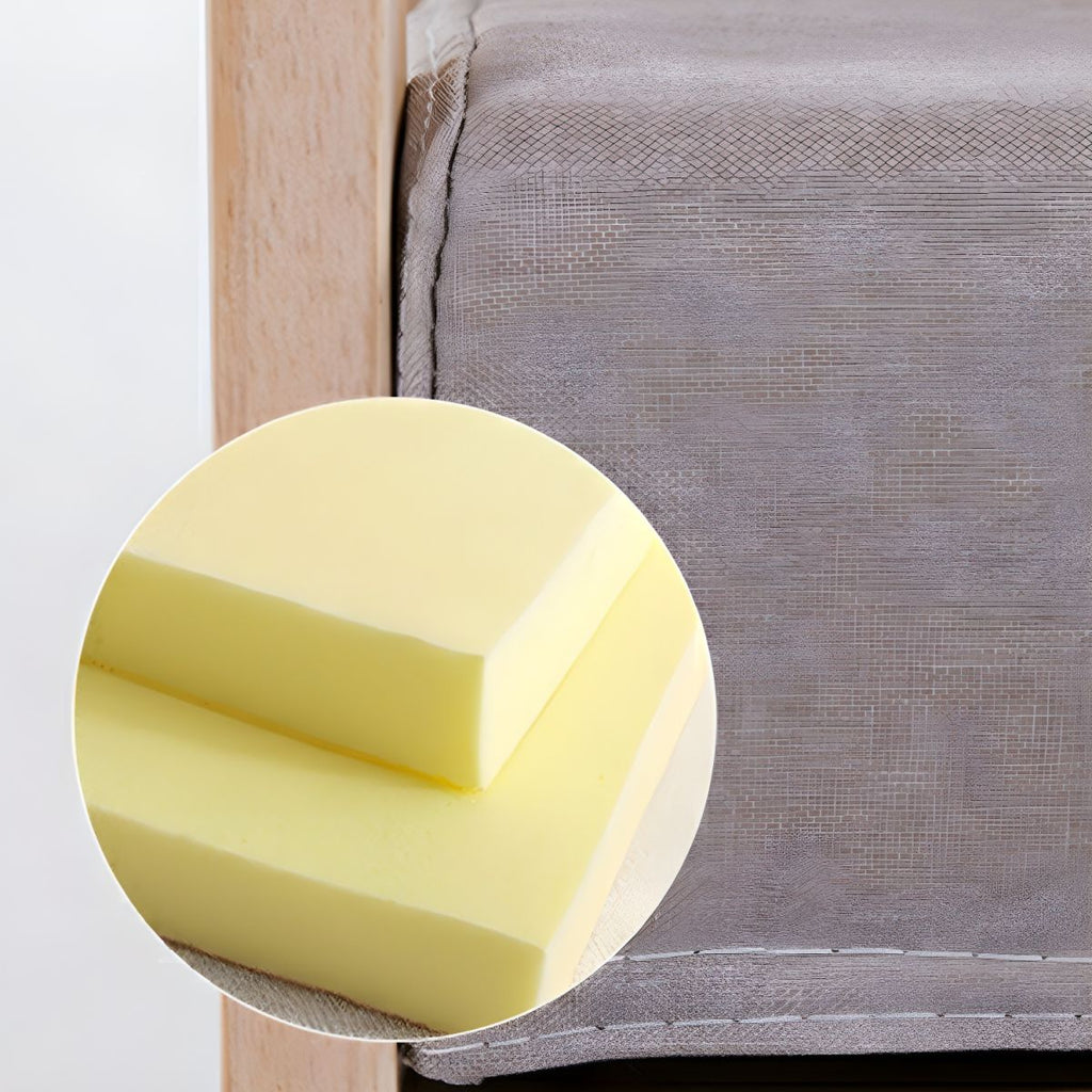 Modern Wood Frame Cotton and Linen Sofa with Foam Seat in Natural Wood Legs and Tight Back Design