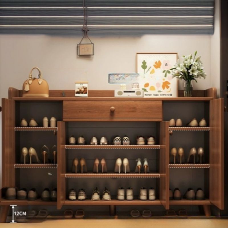 Engineered Wood 5 Tiers/6 Tiers Shoe Stack with Shelf, Drawers, Gate, Dustproof Cover, and Closed Back