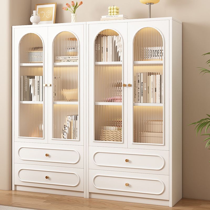Detached Scratch-immune Accent Cabinet with Glazed Door, Adjustable Shelf, Cabinet Knobs, Soft Close Drawer, and Stain Resistant Finish