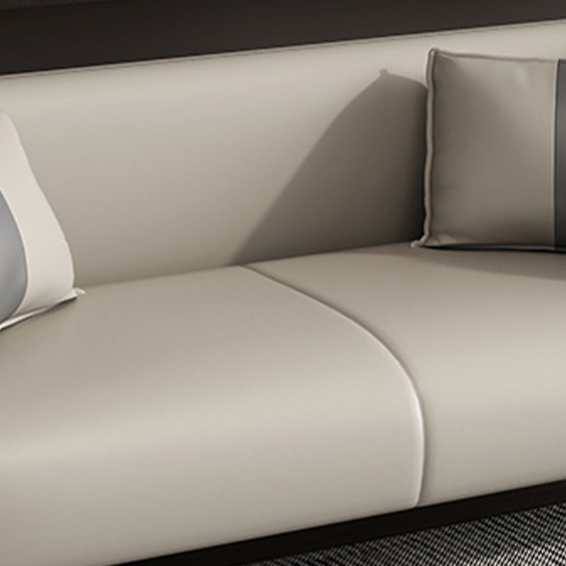 Contemporary Faux Leather Tuxedo Sofa with Water Resistant Design and Foam Seat Cushions