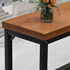 Simplistic Pub Table with Lumber Top and Trestle Base in Auburn, Rectangle Shape with Foot Pedestal
