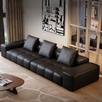 Tear Resistant Standard Sofa/Loveseat/Single Sofa in Midnight Black Genuine Leather