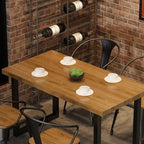 Caramel Trendy No Seating Rectangle Table with Square Edge, Assembly Required, Solid Wood Cover