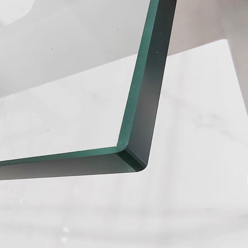 Trendy Clear Gloss Finish Glass Table with Trestle Base for 8-person/6-person/4-person Seating, Scratch-proofed Tempered Glass