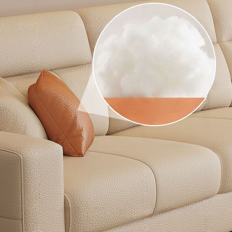 Contemporary Modern Solid Color Water Resistant Standard Sofa in Off-White, 4-seater/for 3 with 4 Pillows/3 Pillows