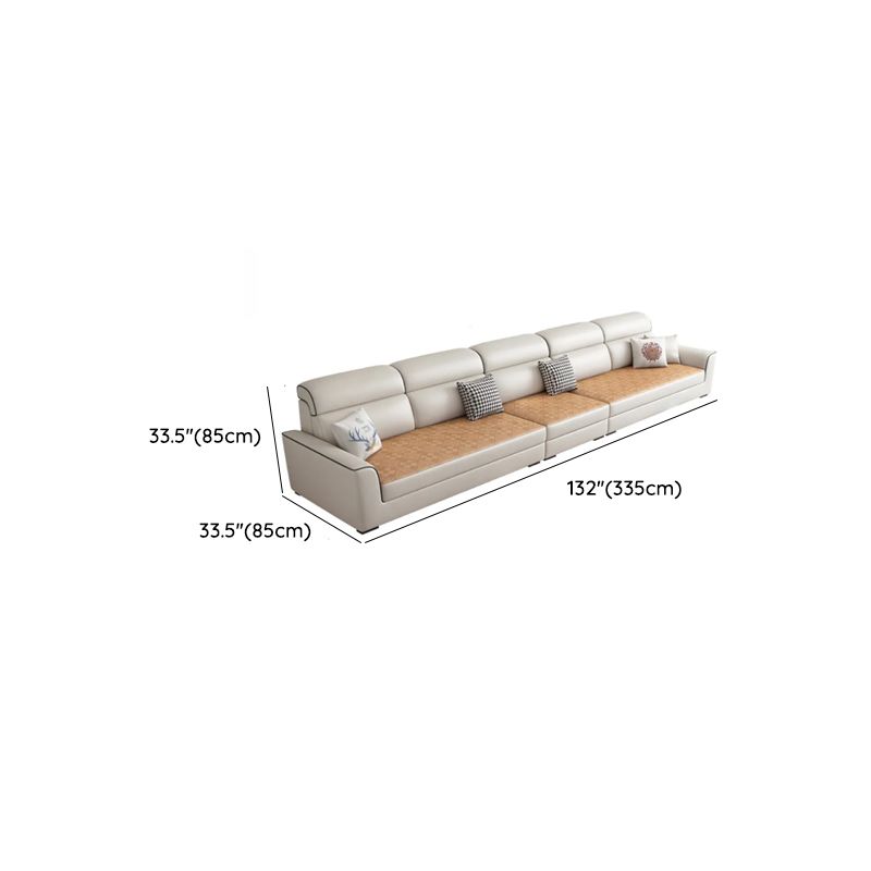 Modish Solid Color Scratch-durable Standard Sofa in Light Yellow with 4/5/3 Pillows, Seats 3/5/4