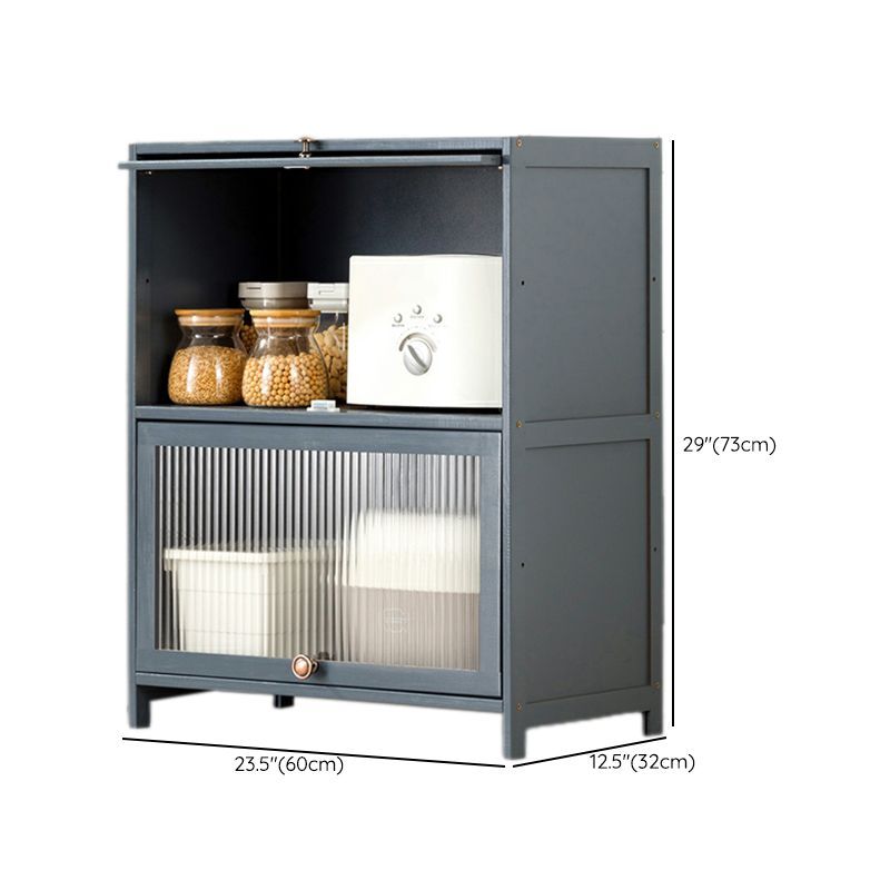Simplistic Bambusa Standard Microwave Shelf Cabinet with Multiple Cabinets, Shelves, and Doors