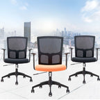 Simple Multi-levelled Single Color Chair with Nylon Frame in Midnight Black, Lumbar Support, Tilt Mechanism, and Glide Movement