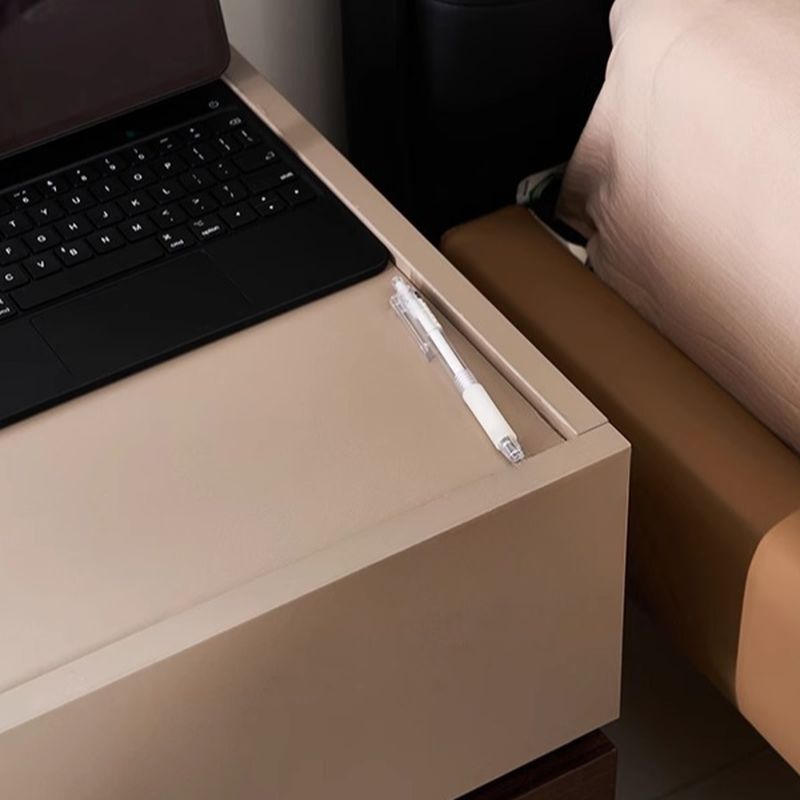 Modish Nightstand With Drawer Organization, 2 Drawers, and Lumber Countertop