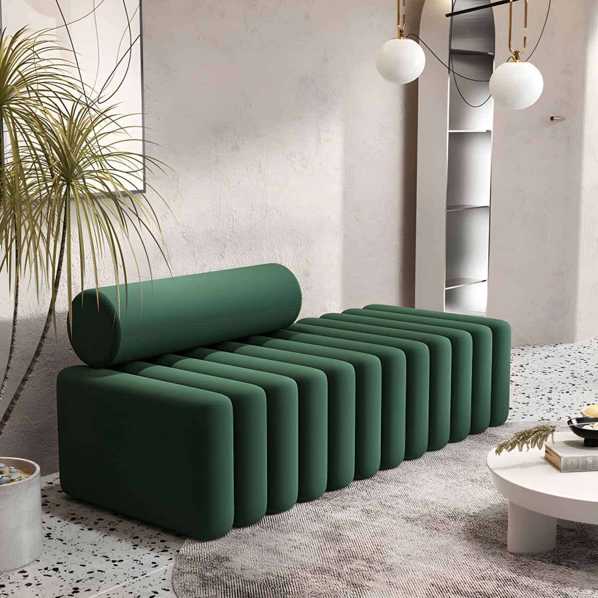 Velvet Contemporary Standard Sofa Armless Sofa for Living Room, Apartment