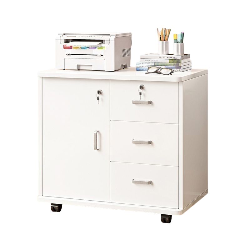 Lockable Modern Wood Filing Cabinet with Drawers & Shelves for Home Office
