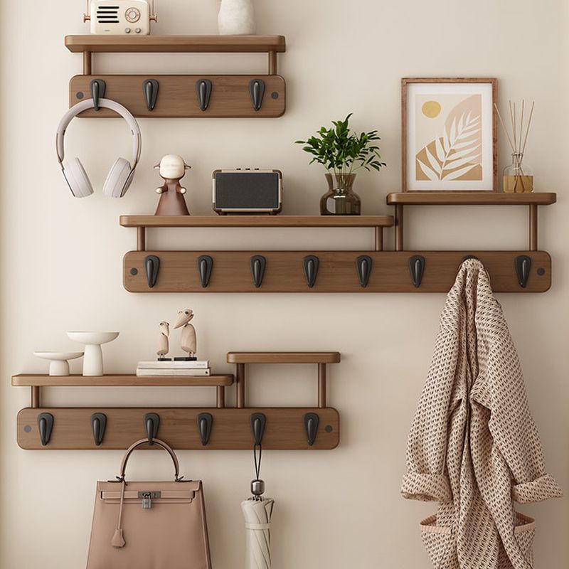 Modern Floating Mount Coat Tree with Repository and 2 Shelves