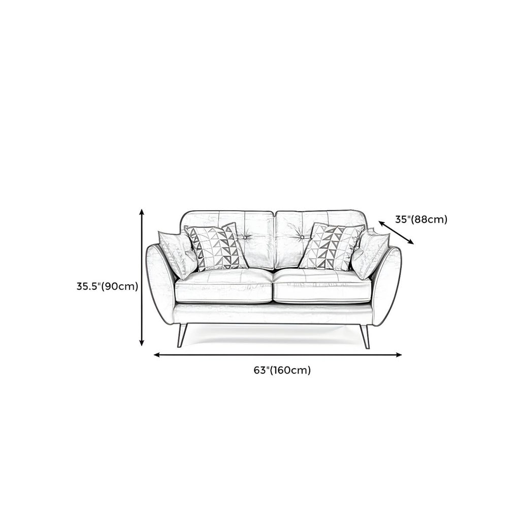 Wood Legs Modern Flared Arm Sofa Leather Standard Tufted Sofa