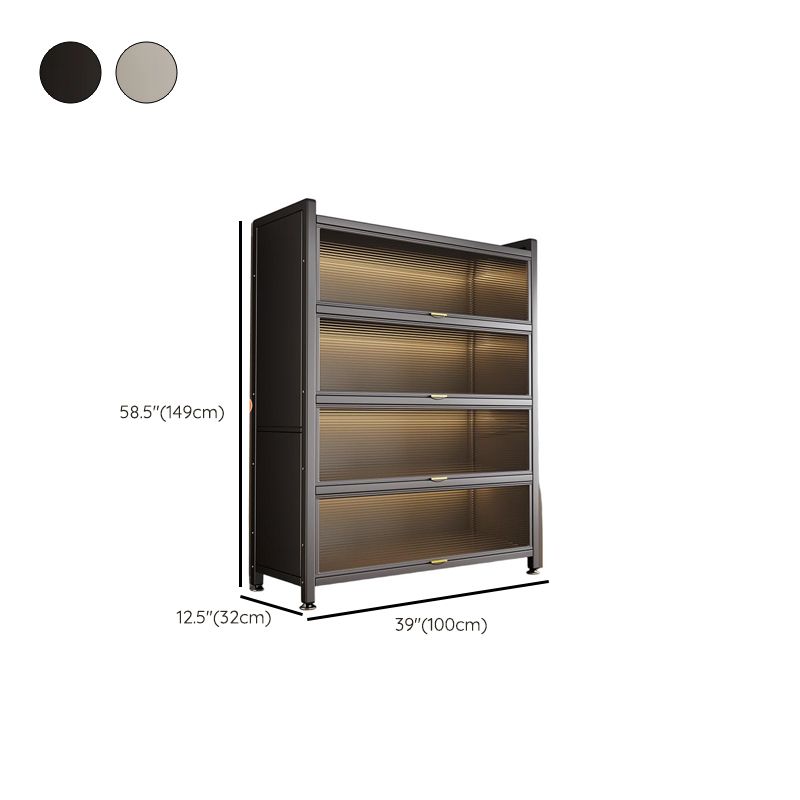 Self-supporting Microwave Shelf Cabinet with Hutch, 1 Shelf Larder, Steel Countertop, and 4 Doors/3 Doors/2 Doors