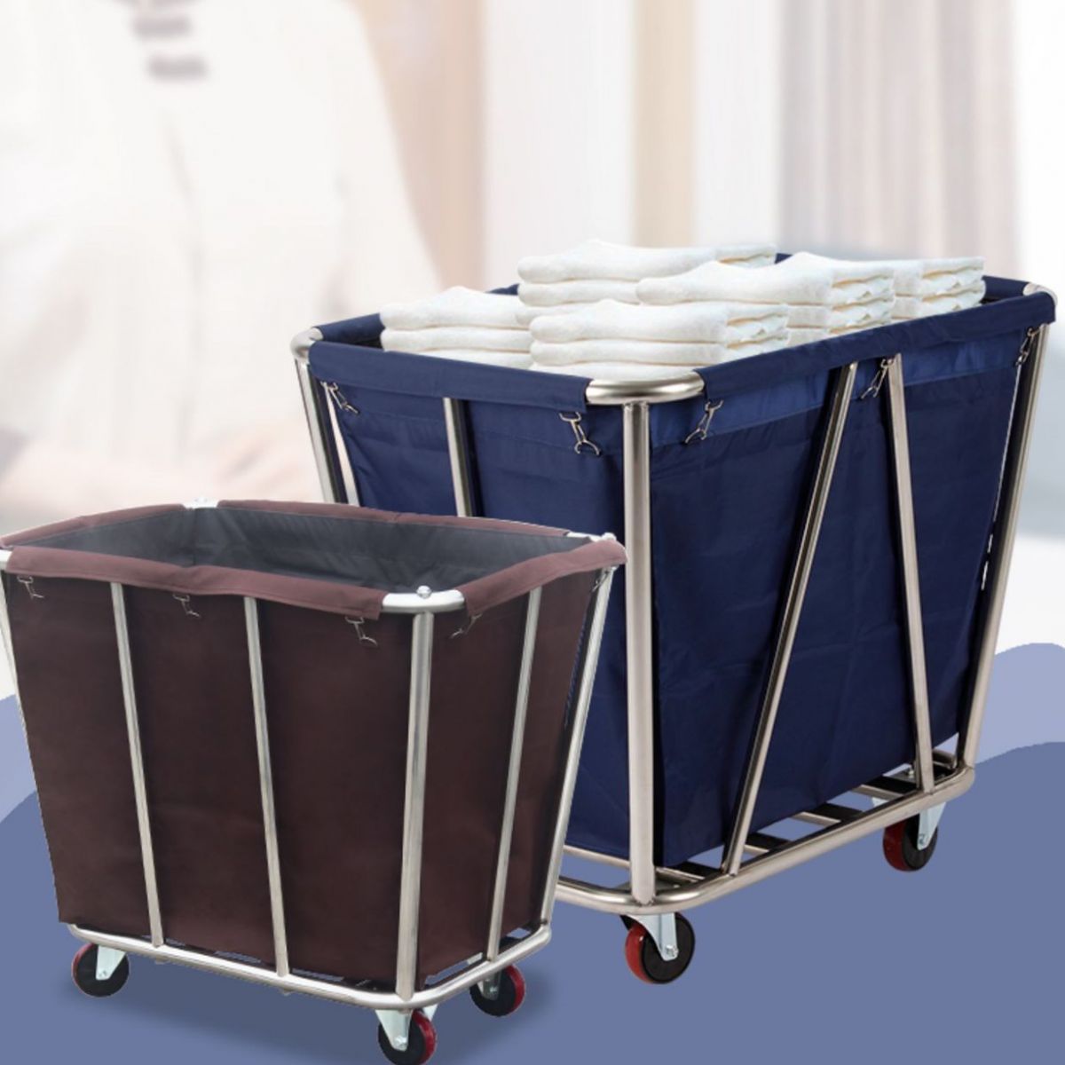 Alloy Laundry Cart Washable and Removable with Casters for Adult