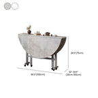 Minimalist Half-folding Table with Casters, Rust Resistant Orbicular Shape and Faux Wood Top