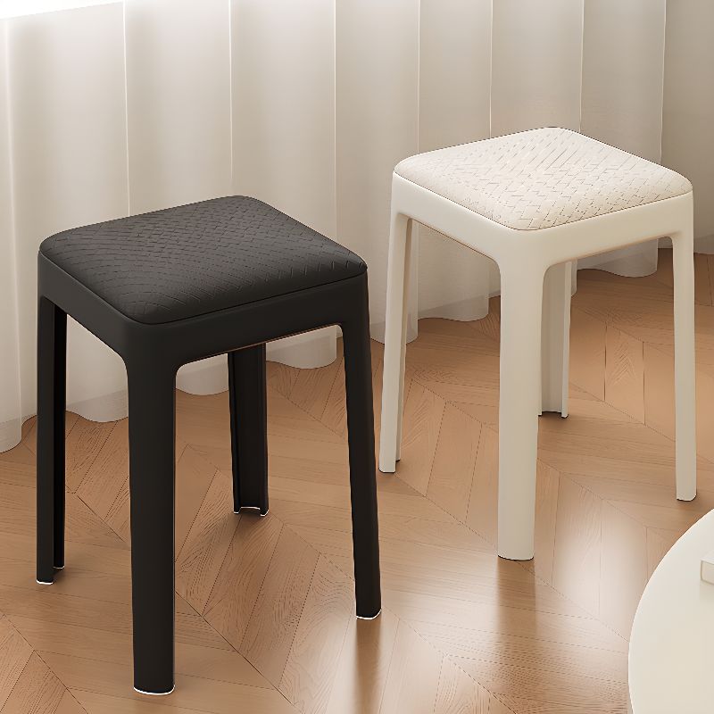 Minimalist Backless Stool with Upholstered Seat and Synthetic Material Frame