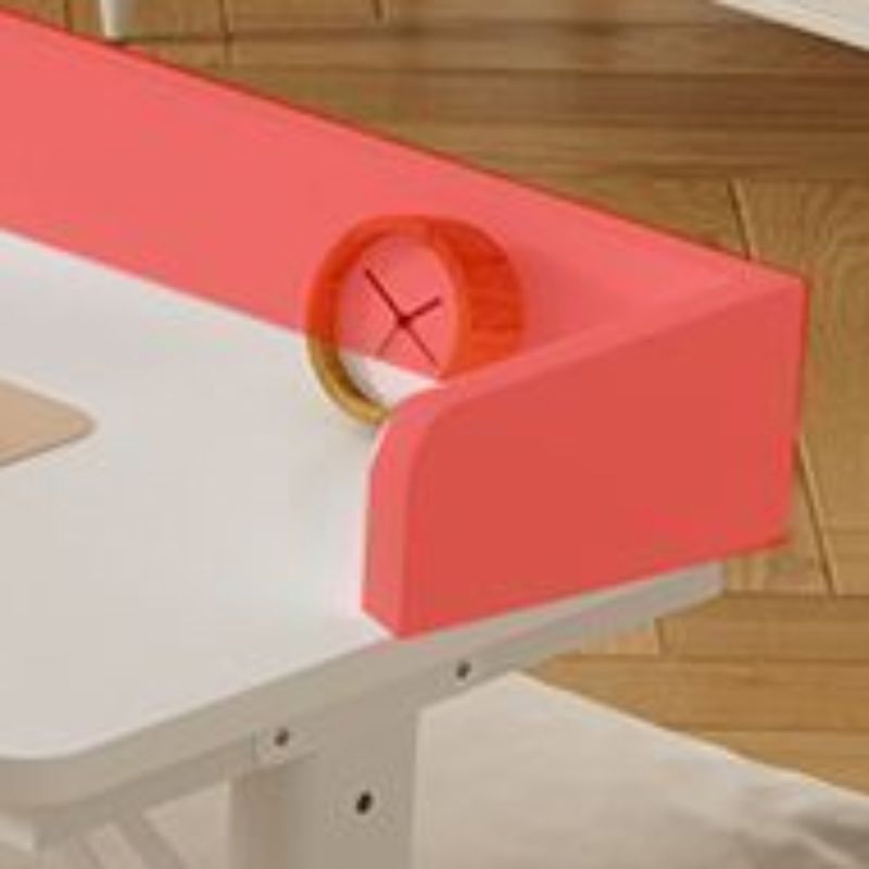 Adjustable Height Moisture Resistant T-Shape Desk with Manual Height Adjustment in Chalk, Self-Supporting with Wheels and Lockable Brakes