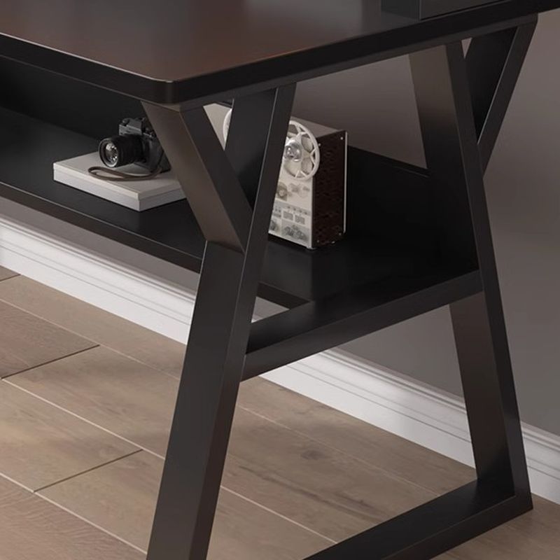 Midnight Black/Light Gray/Chalk Minimalist Ergonomic Distortion-resistant Sled Base Bookcase with Exterior Shelf in Engineered Wood
