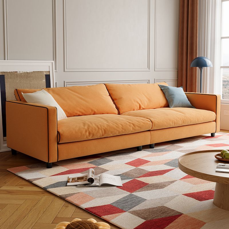 Drawing Room Flannel Standard Sofa in Light Blue/Sage/Amber Color with Armrest